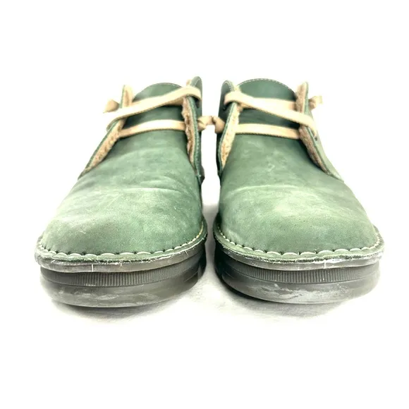 OnFoot Women Size 8.5 Green Suede Chukka Comfort Shoe Low Wedge Platform Heel