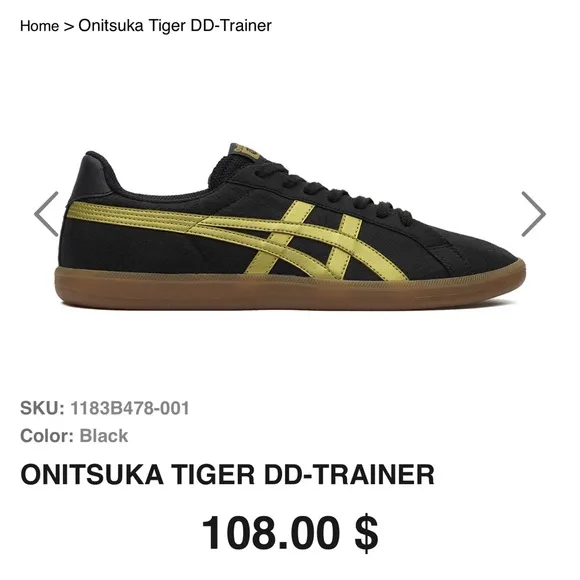 ONITSUKA TIGER Men’s 9 / Women 10.5 Unisex DD Trainer Sneakers Black Gold Gum