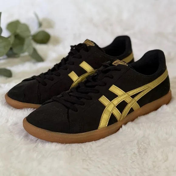 ONITSUKA TIGER Men’s 9 / Women 10.5 Unisex DD Trainer Sneakers Black Gold Gum