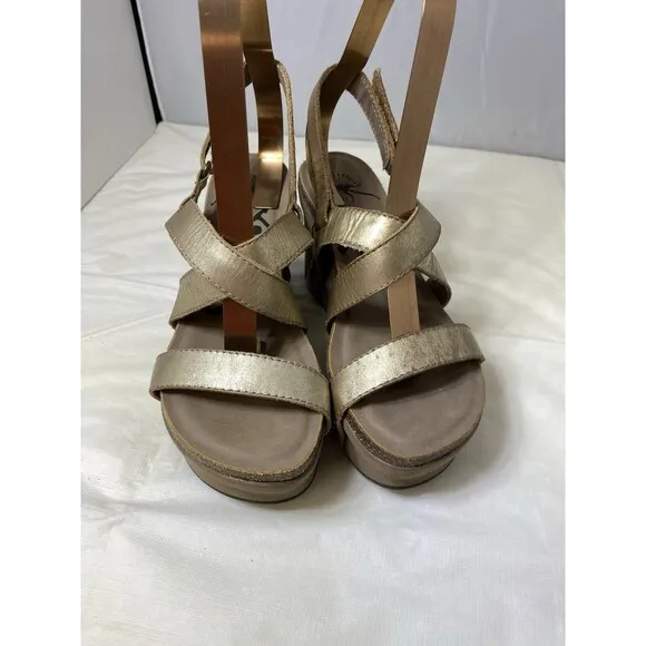 OTBT Women's Sandals Size 6.5 Pewter Brown Leather Platform Strappy &quot;Sail&quot;