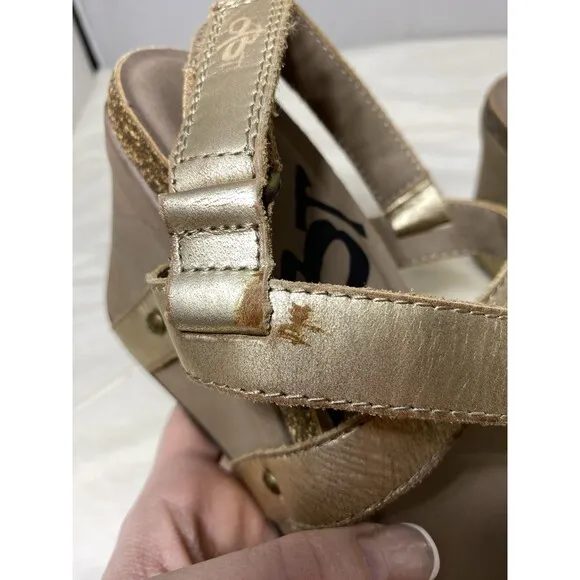 OTBT Women's Sandals Size 6.5 Pewter Brown Leather Platform Strappy &quot;Sail&quot;