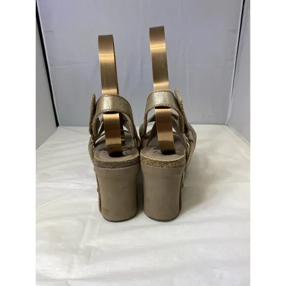 OTBT Women's Sandals Size 6.5 Pewter Brown Leather Platform Strappy &quot;Sail&quot;