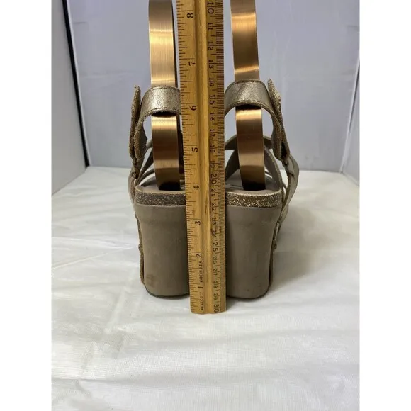 OTBT Women's Sandals Size 6.5 Pewter Brown Leather Platform Strappy &quot;Sail&quot;