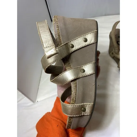 OTBT Women's Sandals Size 6.5 Pewter Brown Leather Platform Strappy &quot;Sail&quot;