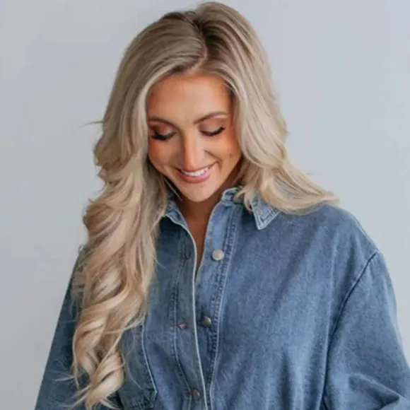 Oversized Denim Boyfriend Pocket Jean Collar Shirt Dress Long Sleeve High-low Mi