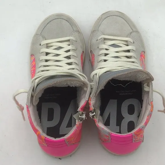 P448 Gray High-Top Sneakers with Distinct Toe Cap and Light Laces