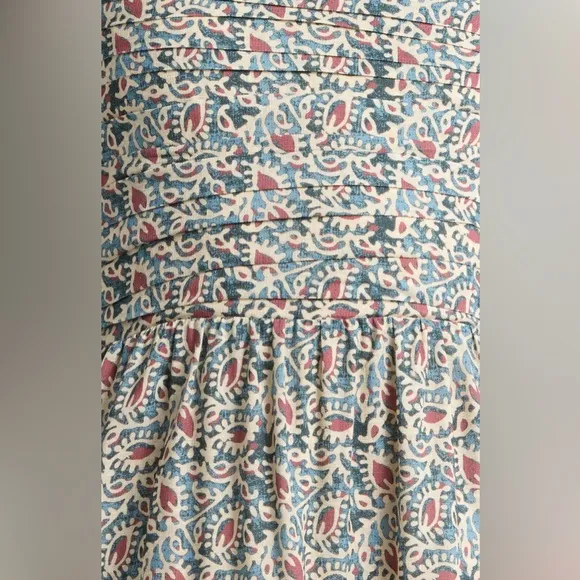 PAIGE Botanical Print Maxi Tiered Boho Green Rust Sleeveless Sundress Size 00