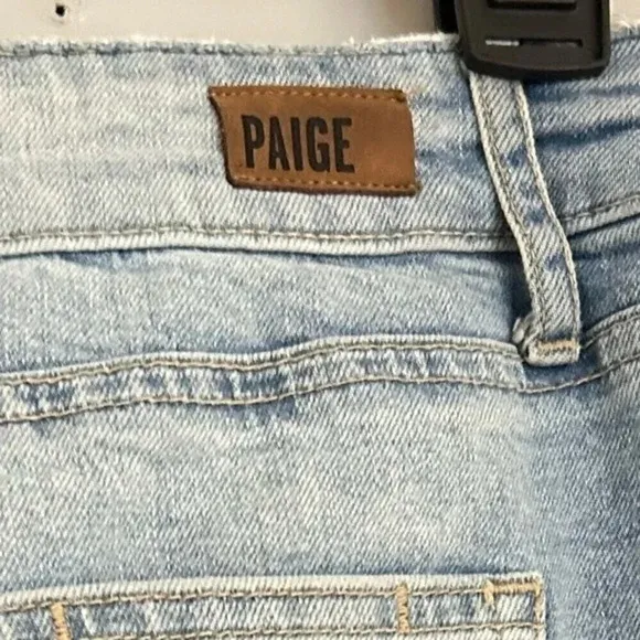PAIGE High Rise Distressed Denim Mini Skirt Y2K Western Coastal Cowgirl size 30
