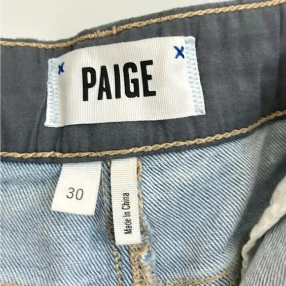 PAIGE High Rise Distressed Denim Mini Skirt Y2K Western Coastal Cowgirl size 30
