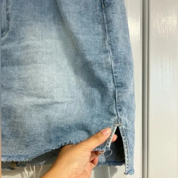 PAIGE High Rise Distressed Denim Mini Skirt Y2K Western Coastal Cowgirl size 30