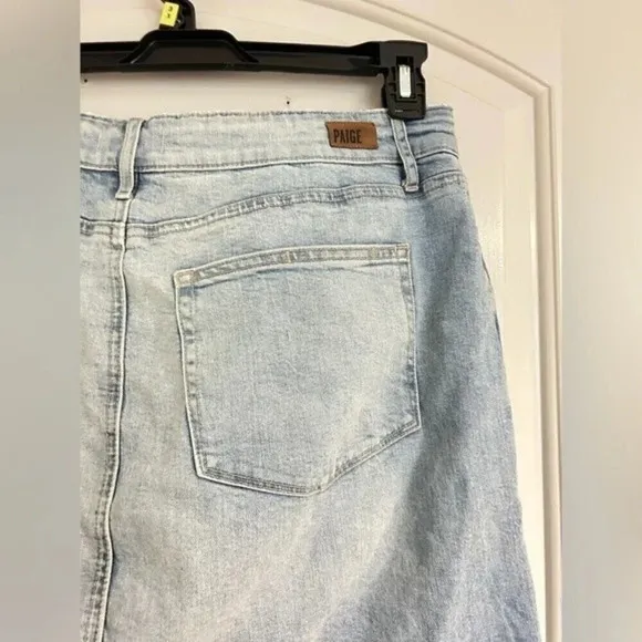 PAIGE High Rise Distressed Denim Mini Skirt Y2K Western Coastal Cowgirl size 30