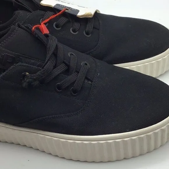 Pajar Canada Women’s Shoes Black Canvas Sneakers Lace-Up Size 10 White Cup Sole