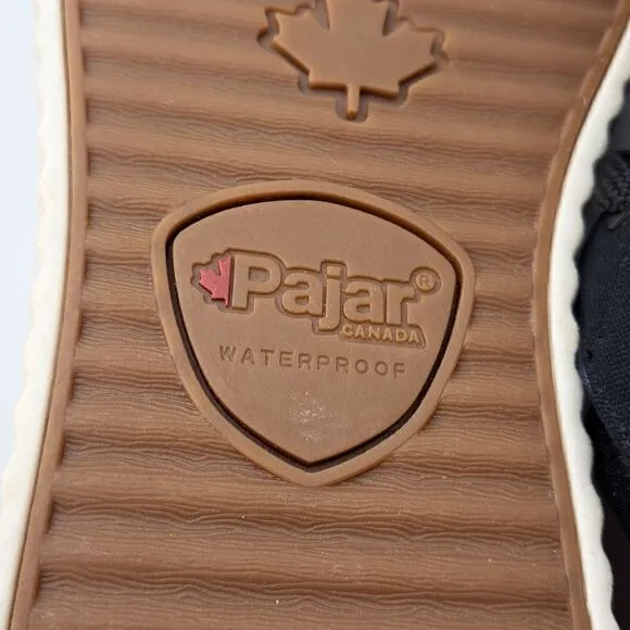 Pajar Canada Women’s Shoes Black Canvas Sneakers Lace-Up Size 10 White Cup Sole