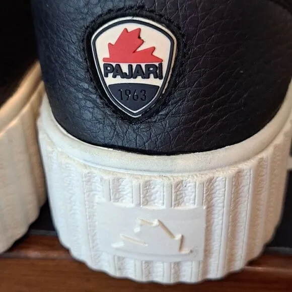 Pajar Canada Women’s Shoes Black Canvas Sneakers Lace-Up Size 10 White Cup Sole