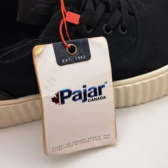 Pajar Canada Women’s Shoes Black Canvas Sneakers Lace-Up Size 10 White Cup Sole