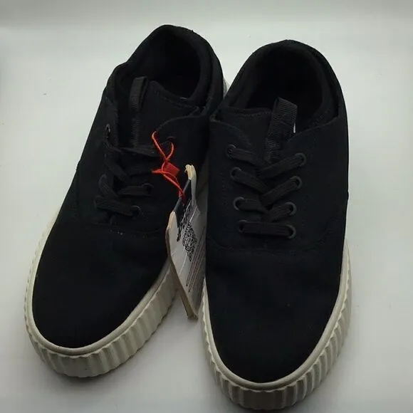 Pajar Canada Women’s Shoes Black Canvas Sneakers Lace-Up Size 10 White Cup Sole