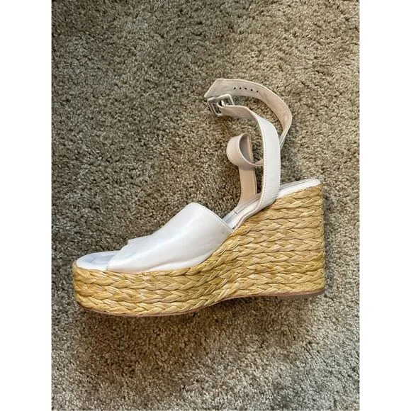 Paloma Barceló Clama Jute-Wedge Sandals Glacial Pink, Sz EU 40 / US 9, MP $374