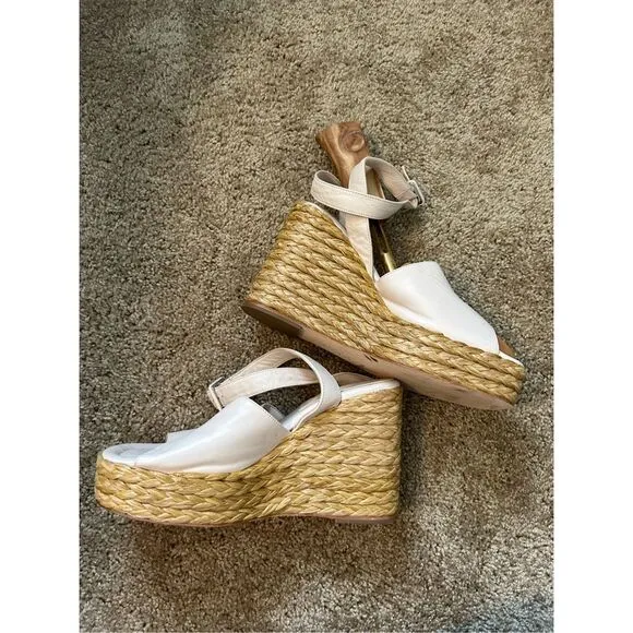 Paloma Barceló Clama Jute-Wedge Sandals Glacial Pink, Sz EU 40 / US 9, MP $374