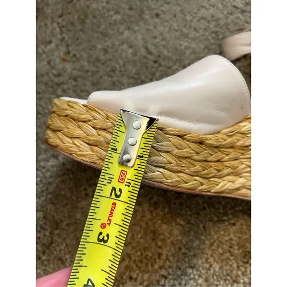Paloma Barceló Clama Jute-Wedge Sandals Glacial Pink, Sz EU 40 / US 9, MP $374