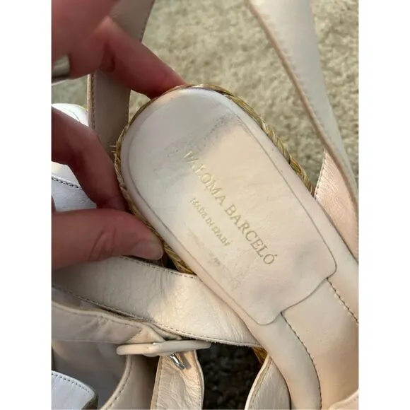 Paloma Barceló Clama Jute-Wedge Sandals Glacial Pink, Sz EU 40 / US 9, MP $374