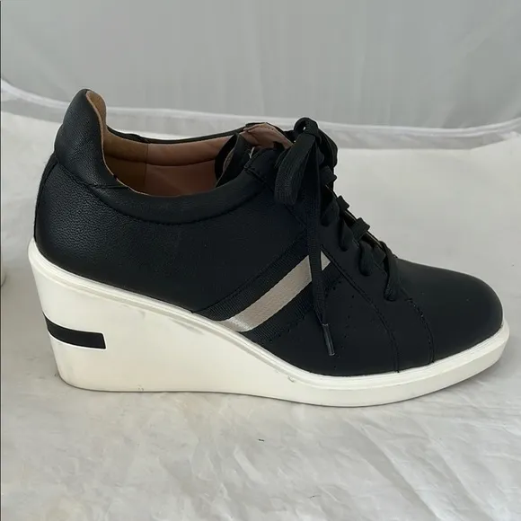 Paolo Black and White Wedge Sneakers