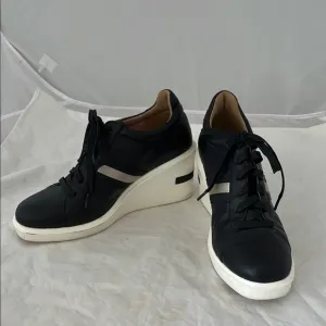 Paolo Black and White Wedge Sneakers