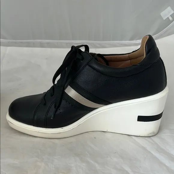Paolo Black and White Wedge Sneakers