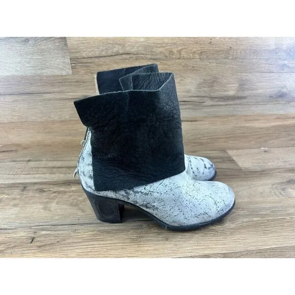 Papucei Size 7 38 Leather Booties  Black Withe  Handmade Romania  Boots