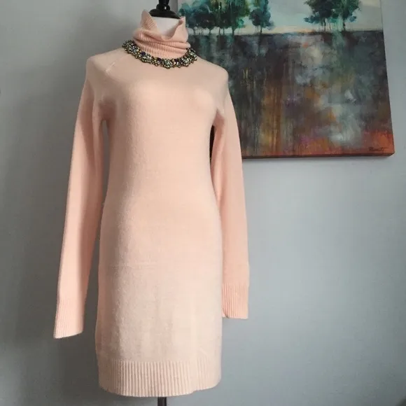 Pastel Pink Turtleneck Sweater Dress sz Medium