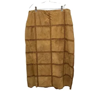 Patchwork Skirt Suede Crochet Bohemian Hippie Retro Chic Leather Suede SZ 18 New