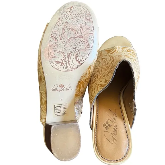 Patricia Nash Heels Sandals Tooled Leather Size 9