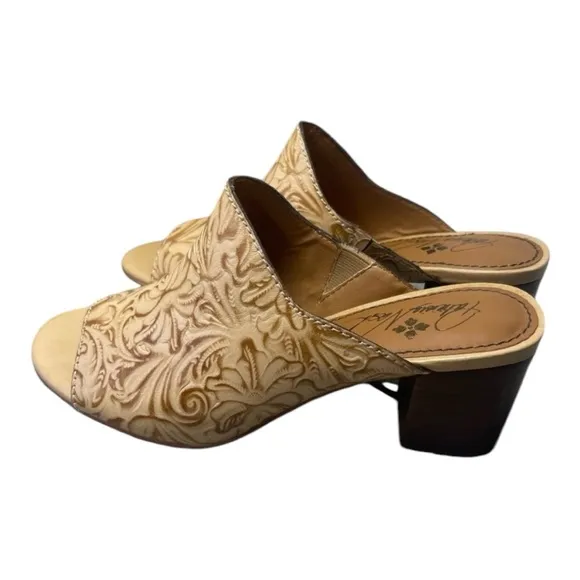 Patricia Nash Heels Sandals Tooled Leather Size 9