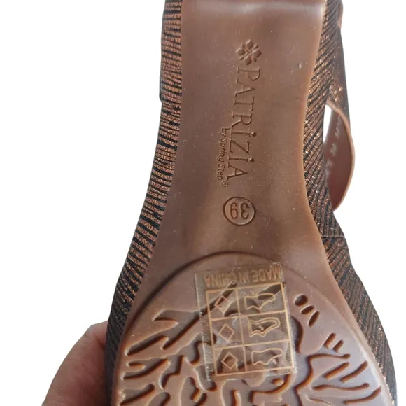 Patrizia by Spring Step Bronze Strappy Sandals Velcro Closure Platform