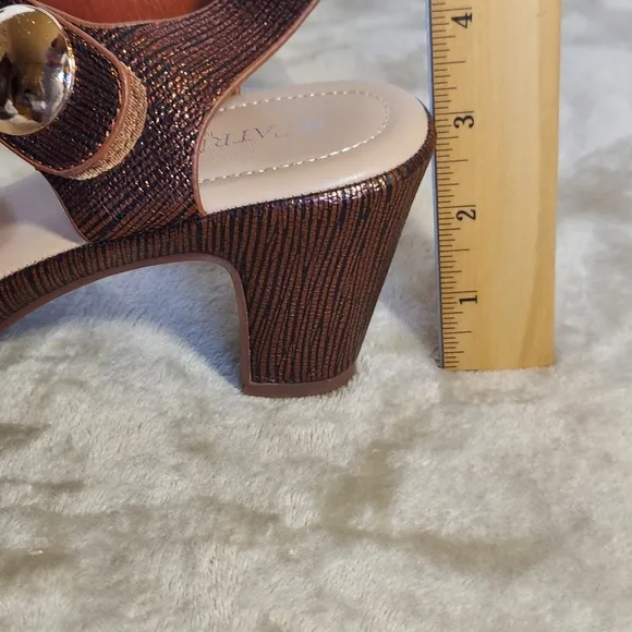 Patrizia by Spring Step Bronze Strappy Sandals Velcro Closure Platform