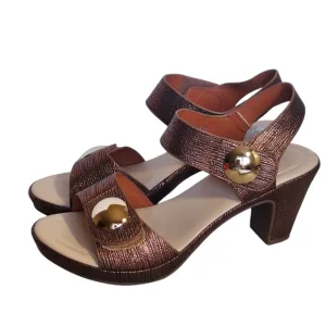 Patrizia by Spring Step Bronze Strappy Sandals Velcro Closure Platform