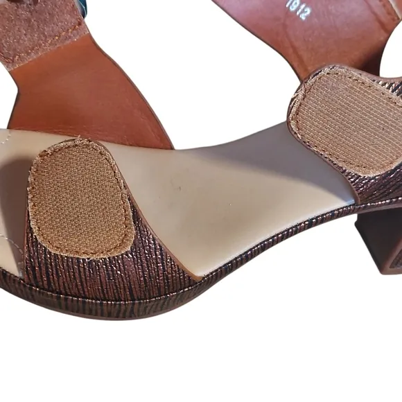 Patrizia by Spring Step Bronze Strappy Sandals Velcro Closure Platform