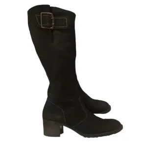 Paul Green Black Suede Riding Boots Size US 9
