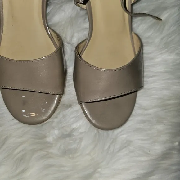 PAUL Green Nude Block Heel Patent Sandals with tie sz UK 5.5 ,US 8