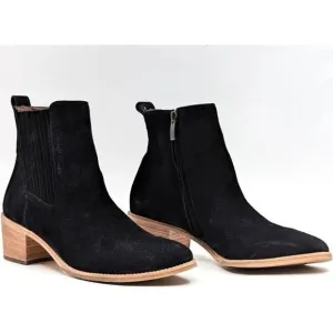 PAUL GREEN SANTE BLACK SUEDE BLOCK HEEL COWBOY BOOTIES SIZE 10 NWOB