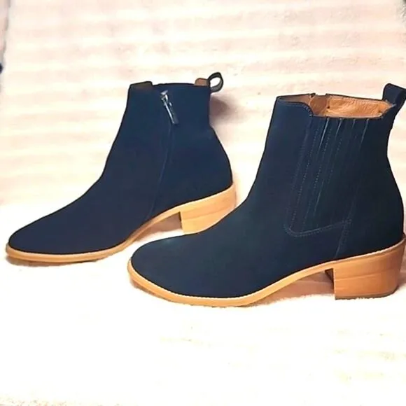 PAUL GREEN SANTE BLACK SUEDE BLOCK HEEL COWBOY BOOTIES SIZE 10 NWOB