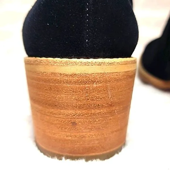 PAUL GREEN SANTE BLACK SUEDE BLOCK HEEL COWBOY BOOTIES SIZE 10 NWOB