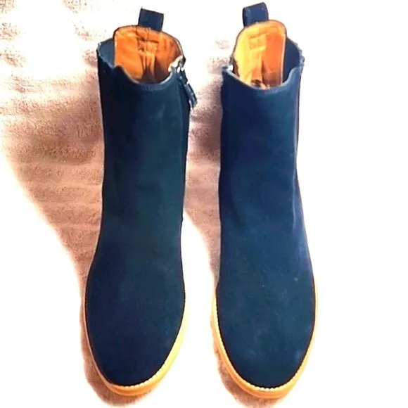 PAUL GREEN SANTE BLACK SUEDE BLOCK HEEL COWBOY BOOTIES SIZE 10 NWOB