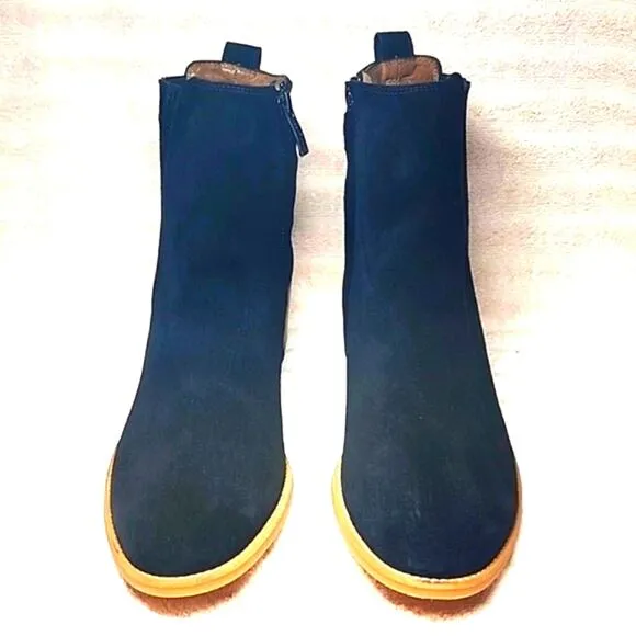 PAUL GREEN SANTE BLACK SUEDE BLOCK HEEL COWBOY BOOTIES SIZE 10 NWOB