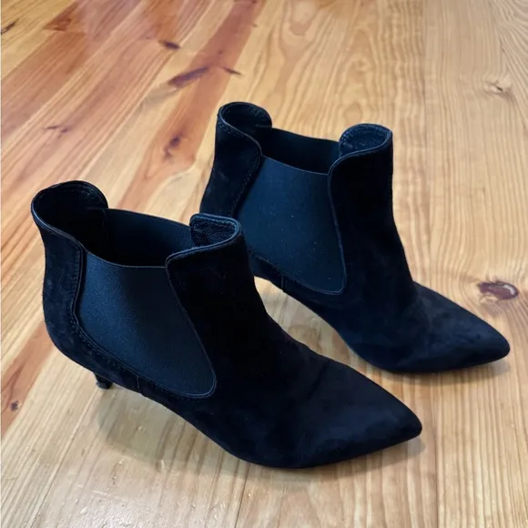 Pedro Garcia Engel Chelsea Suede Leather Heeled Booties Black EUR 39.5 US 9