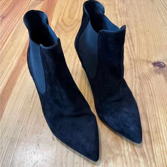 Pedro Garcia Engel Chelsea Suede Leather Heeled Booties Black EUR 39.5 US 9