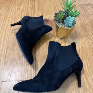 Pedro Garcia Engel Chelsea Suede Leather Heeled Booties Black EUR 39.5 US 9