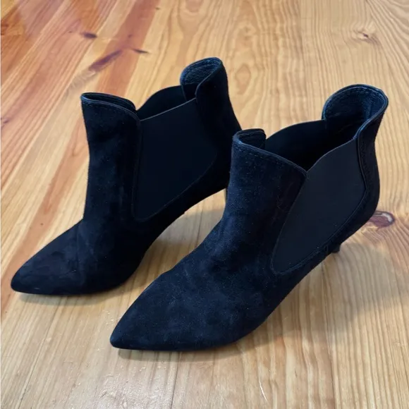 Pedro Garcia Engel Chelsea Suede Leather Heeled Booties Black EUR 39.5 US 9