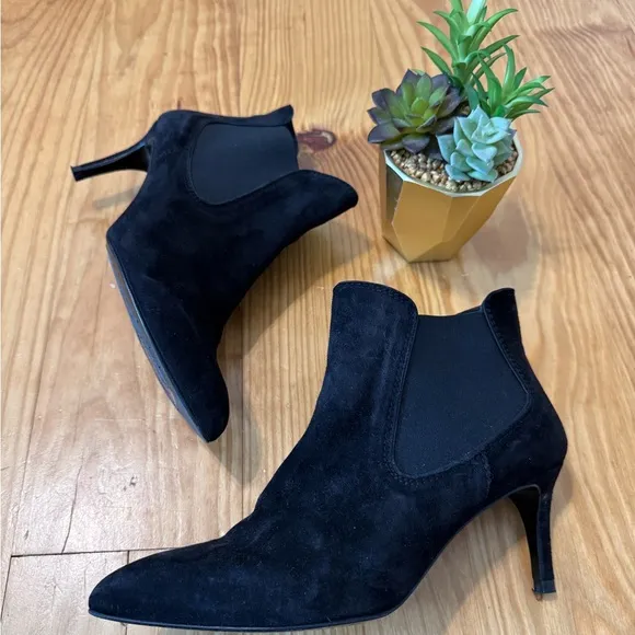 Pedro Garcia Engel Chelsea Suede Leather Heeled Booties Black EUR 39.5 US 9