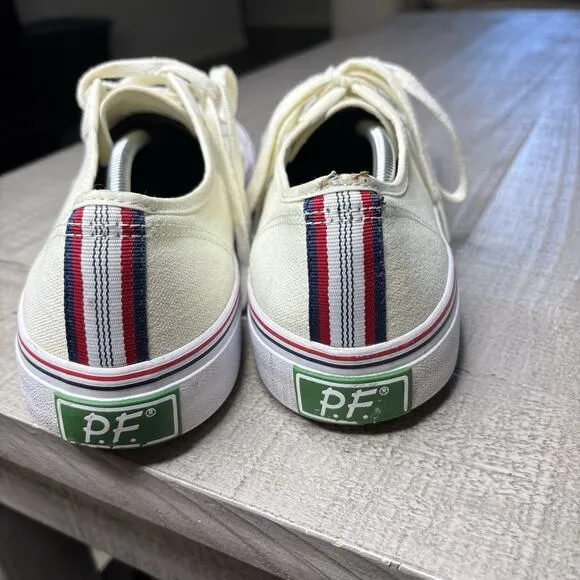 Pf Flyers Men’s Size 12 Low Top Canvas Sneaker Vulcanized Ivory White