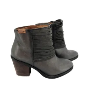 PIKOLINOS Gray Leather Ankle Boots &amp; Booties | High Block Heel